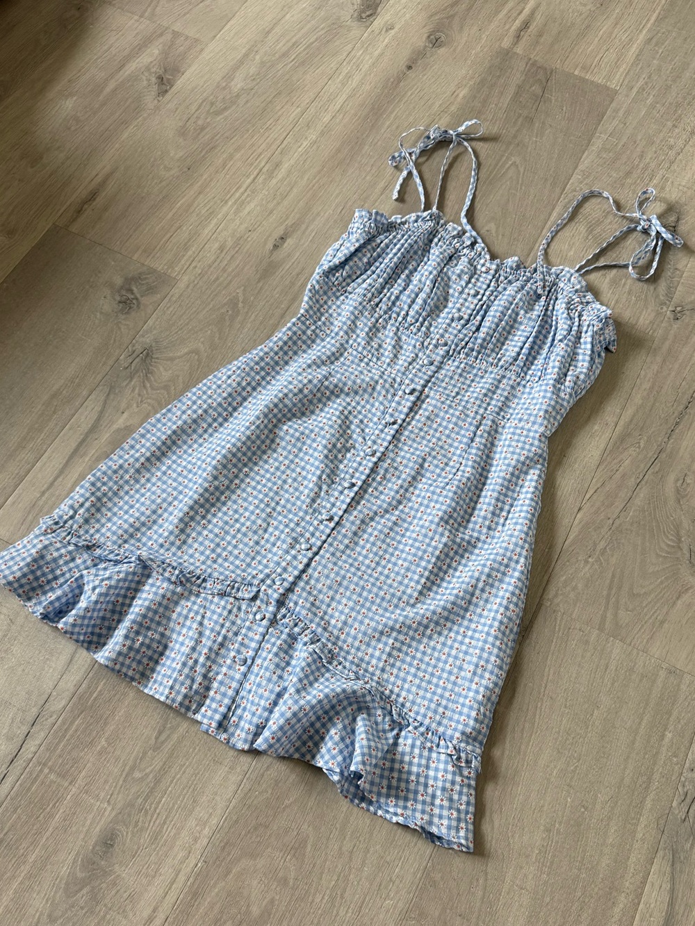 Storia Light Blue Floral Button-Front Sundress size medium - Picture 3 of 10